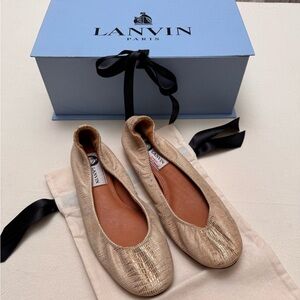 Lanvin Paris | Metallic Beige Gold Ballet Flats | Size 35 | Made in Italy